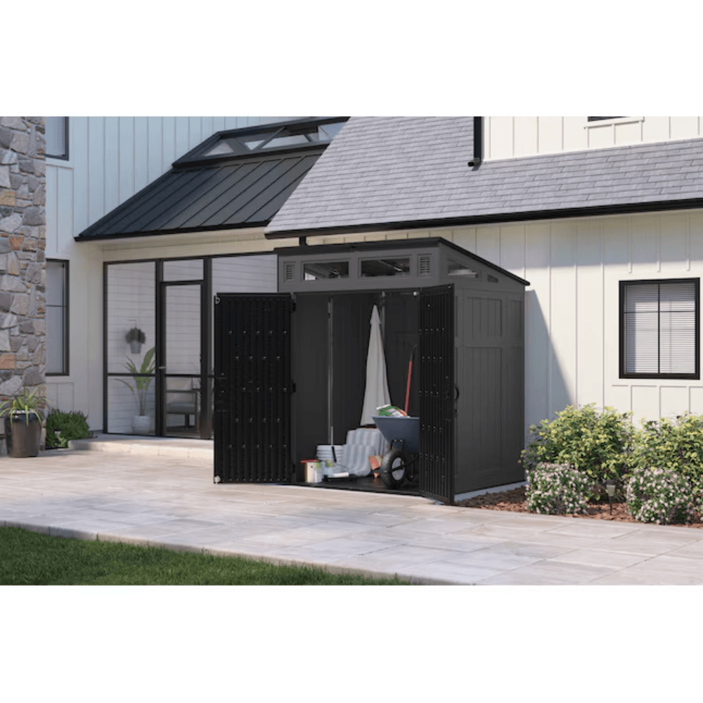 Suncast 1.9 m x 1.5 m Modernist Lean-to Resin Storage Shed (Floor Included) in Gray | BMS6583T