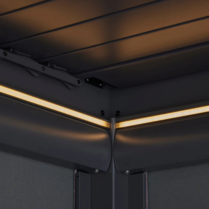 Royce Cube Aluminium Luxury Pergola with Solar LED Light Pack | Anthracite | 3 x 3 Metre
