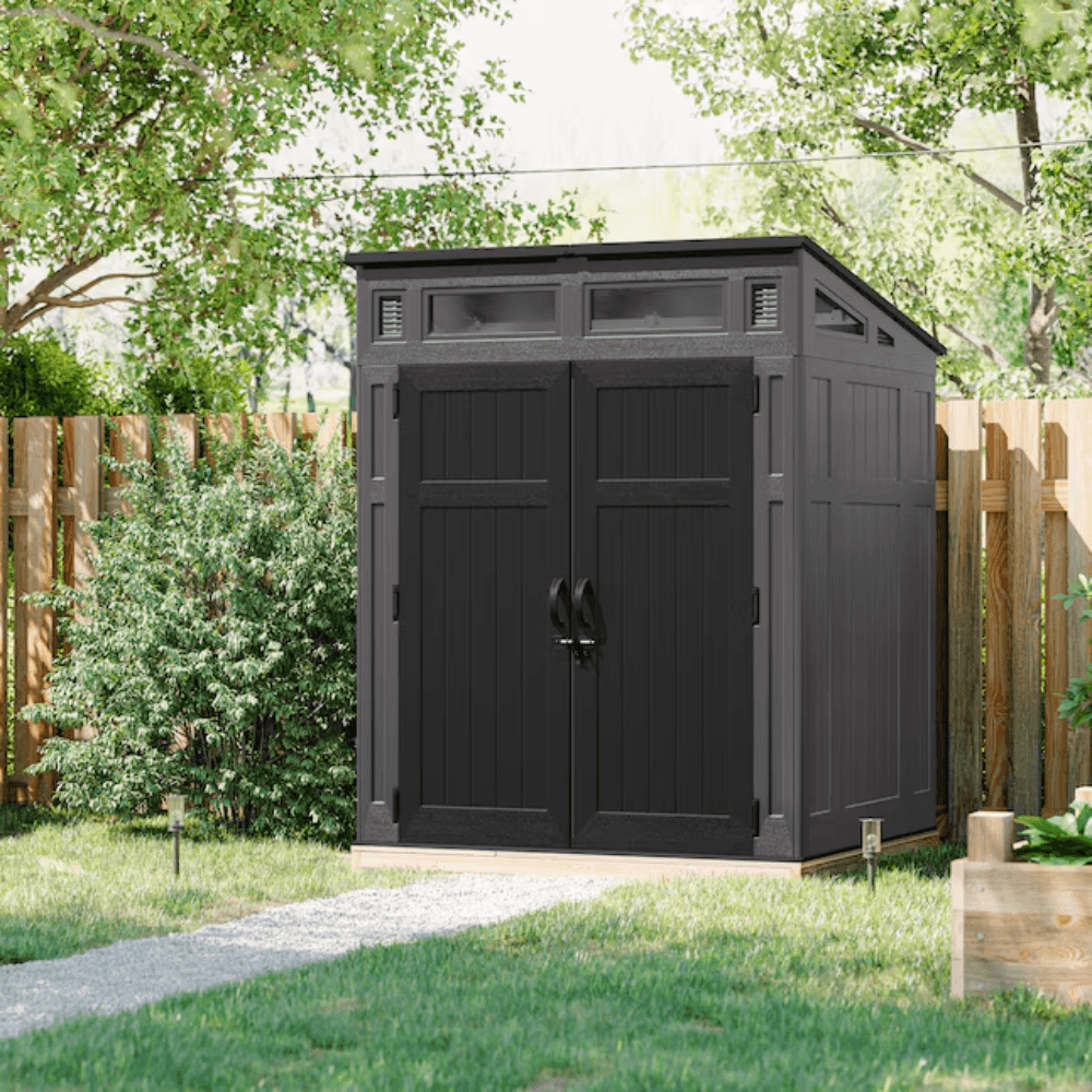Suncast 1.9 m x 1.5 m Modernist Lean-to Resin Storage Shed (Floor Included) in Gray | BMS6583T