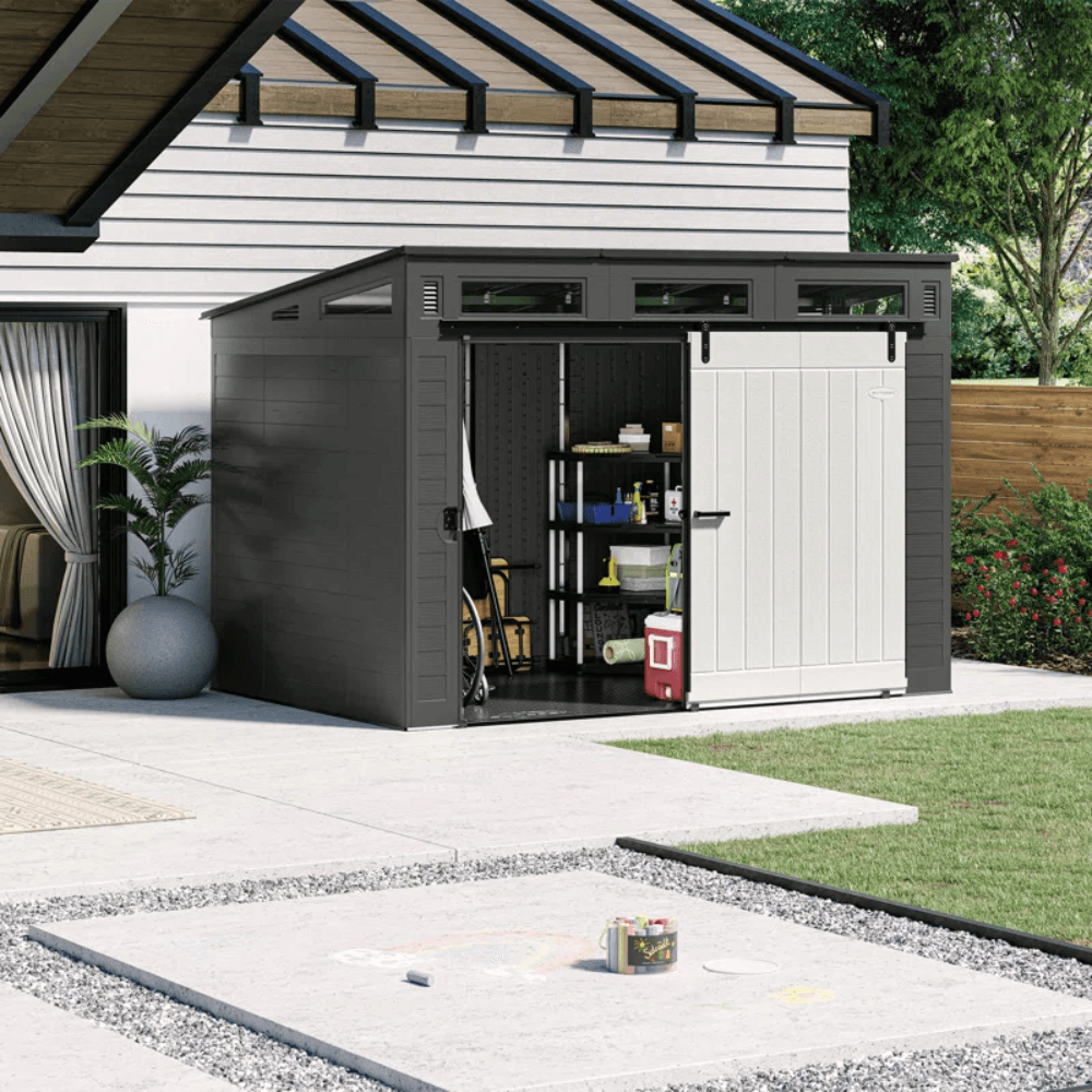Modernist 3.05 m × 2.13 m Barn Door Storage Shed