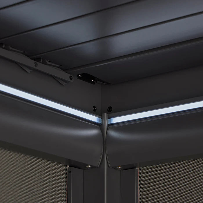 Royce Cube Aluminium Luxury Pergola with Solar LED Light Pack | Anthracite | 3 x 4 Metre