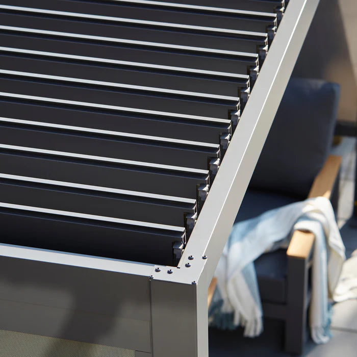 Royce Cube Aluminium Luxury Pergola with Solar LED Light Pack | Anthracite | 3 x 3 Metre