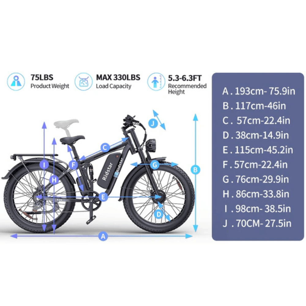 Ridstar E26 Pro Dual Motor 2000W 48V 23AH/ / E26 1000W 48V 15.6AH E-Bike