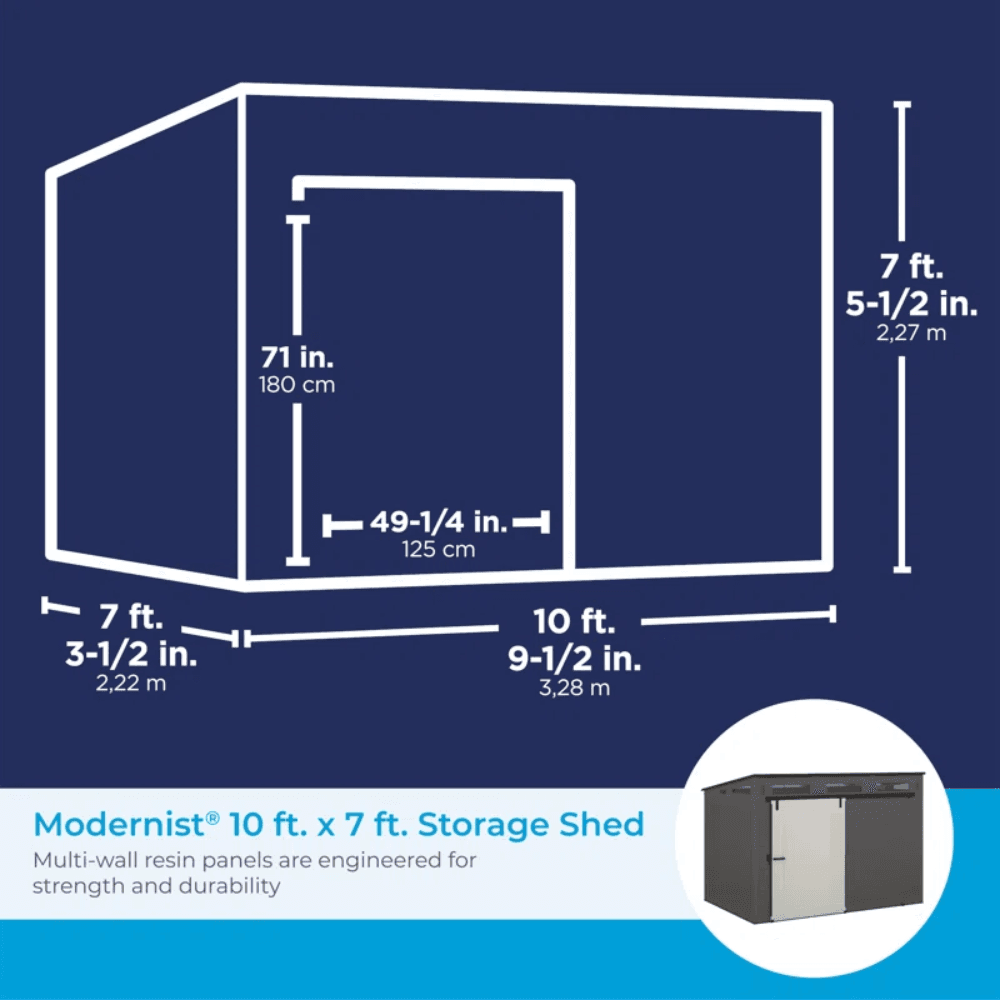 Modernist 3.05 m × 2.13 m Barn Door Storage Shed