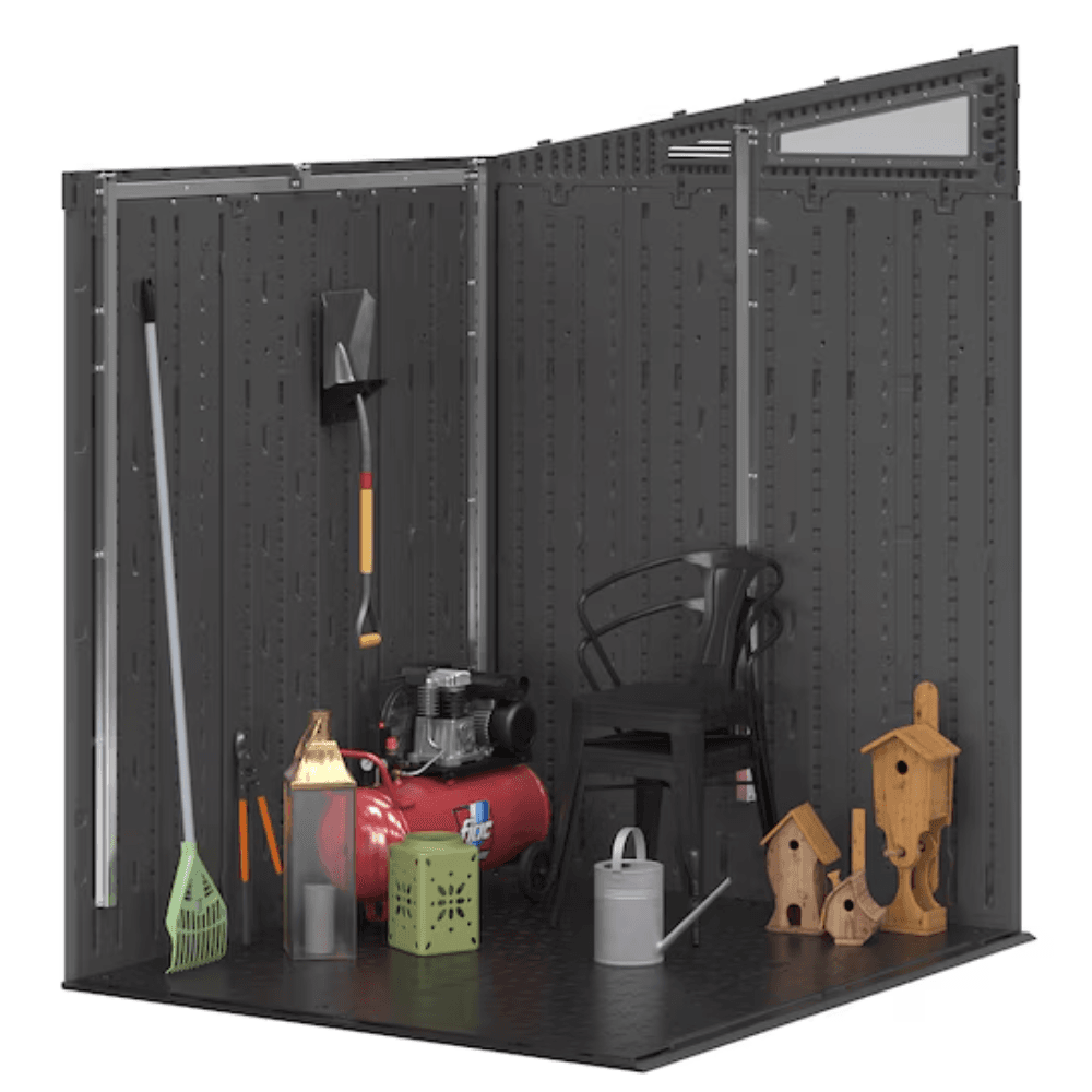 Suncast 1.9 m x 1.5 m Modernist Lean-to Resin Storage Shed (Floor Included) in Gray | BMS6583T