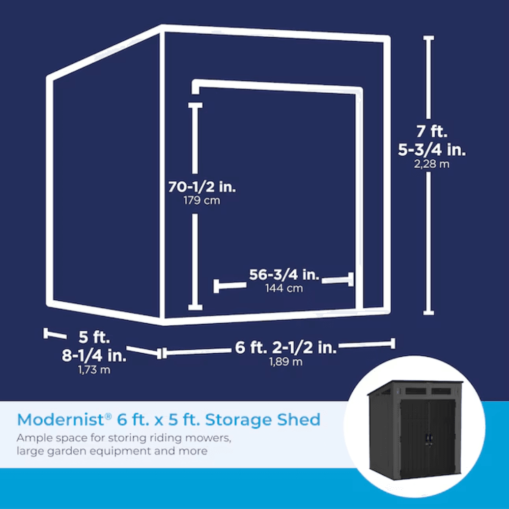 Suncast 1.9 m x 1.5 m Modernist Lean-to Resin Storage Shed (Floor Included) in Gray | BMS6583T
