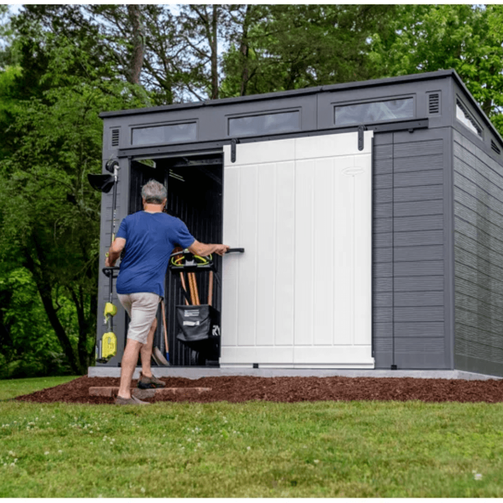 Modernist 3.05 m × 2.13 m Barn Door Storage Shed