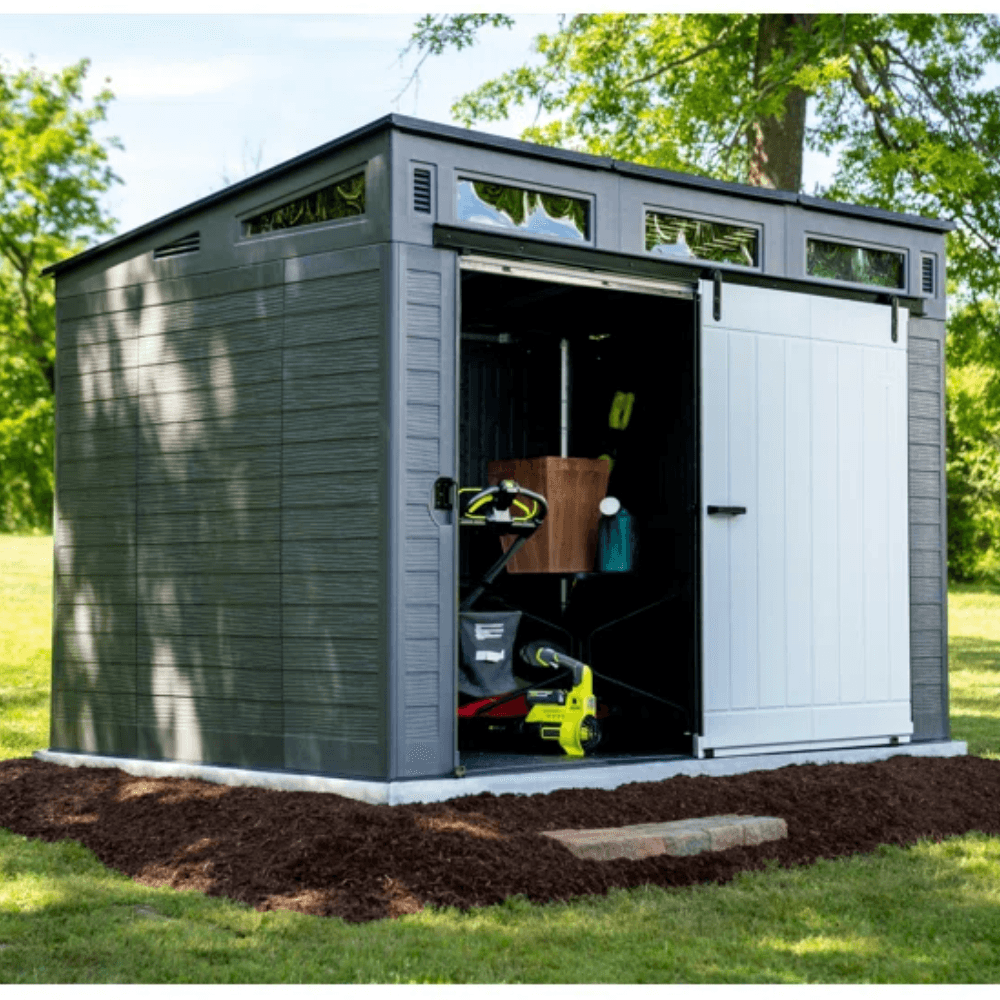 Modernist 3.05 m × 2.13 m Barn Door Storage Shed