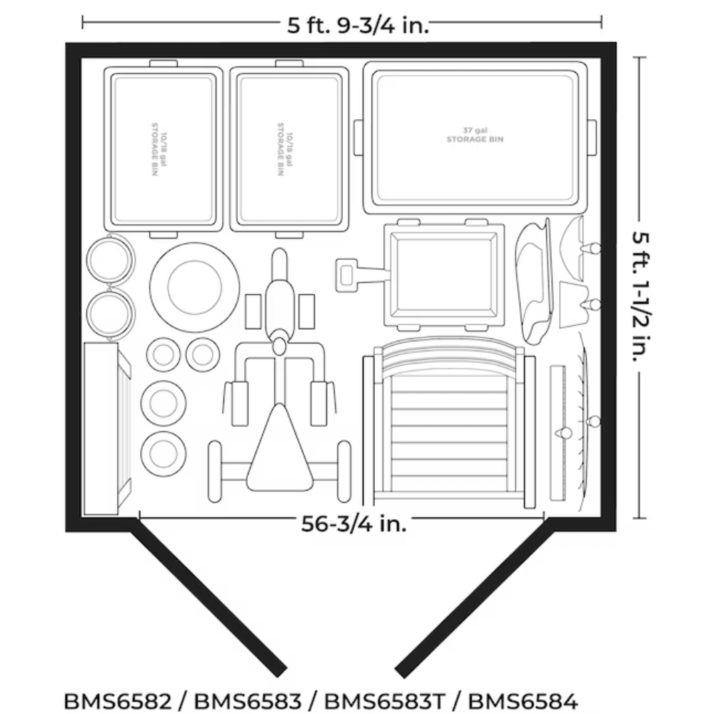 Suncast 1.9 m x 1.5 m Modernist Lean-to Resin Storage Shed (Floor Included) in Gray | BMS6583T