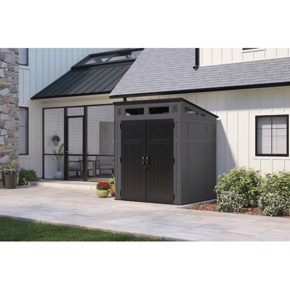 Suncast 1.9 m x 1.5 m Modernist Lean-to Resin Storage Shed (Floor Included) in Gray | BMS6583T