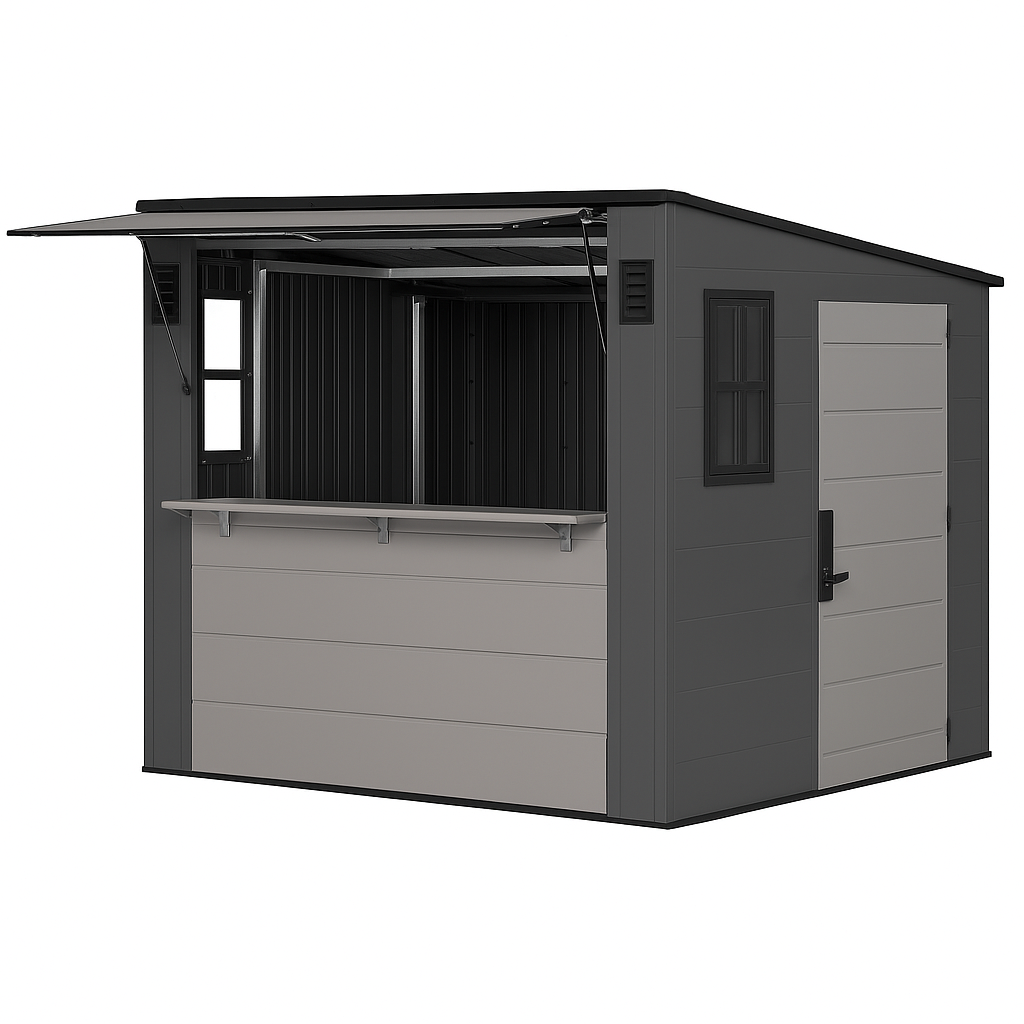 Suncast Cabana Entertainment Shed 2.44 m x 2.13 m Resin Standard Pent Storage Shed with Floor Kit